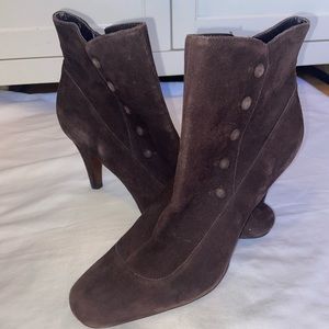 Ann Taylor LOFT Brown Suede Button Booties